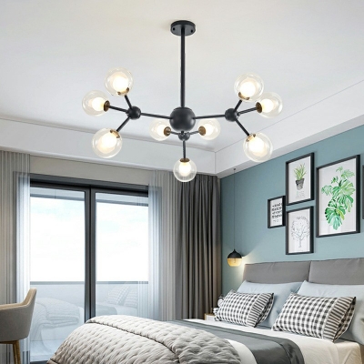 Modernist Chandelier 9 Head Glass Hanging Lamps for Living Room Bedroom Dining Room
