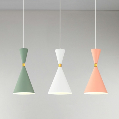 Nordic Macaron Pendant Metal Funnel Shade 1-Light Aluminum Hanging Lamp for Dining Room