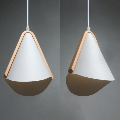 Nordic Style Single Light Grain Metal Hanging Light White Suspension Lamp for Dining Room