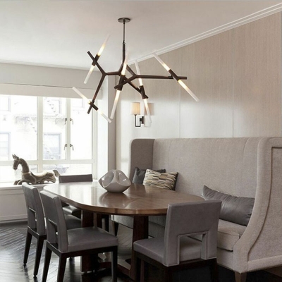 Postmodern Hanging Lights 10 Head Metal Chandelier for Living Room Dining Room Bar