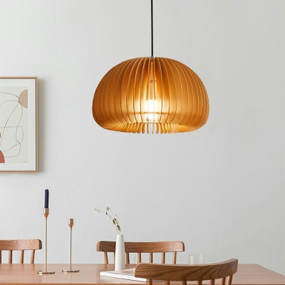 Pumpkin Shaped LED Hanging Light Japanese Style Wood Pendant Light for Bedroom Living Room
