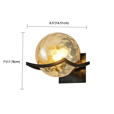 Simple Style Glass Round Sconce Light Modernism Single Head Wall Mounted Lighting