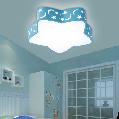 Star Shape Flush Mount Lamp Modern Metal and Arcylic Shade LED Ceiling Light for Bedroom