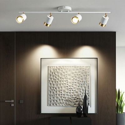 Tube Living Room Ceiling Track Lighting Metal Modernism Semi Flush Light Fixture with Iron Shade