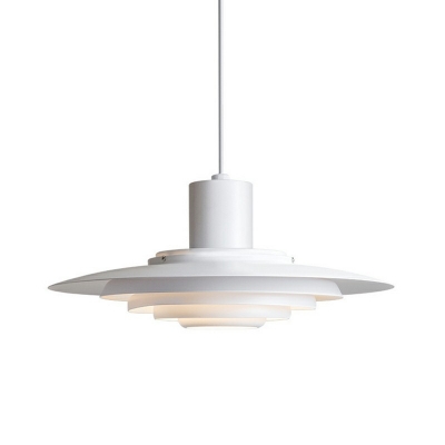 White Layered Concentric Tiers Hanging Lights Vintage Metal Industrial-Style 1 Light Ceiling Light