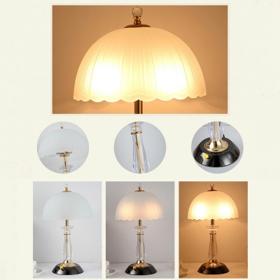 2-Bulb Glass Bedroom Dormitory Desk Lamp Black and Gold Study Light with Plug In Electric