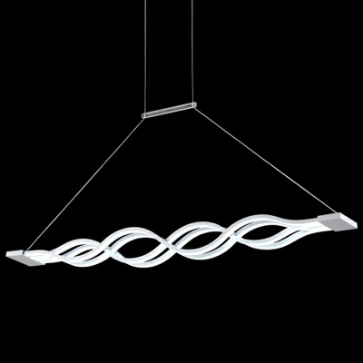 Acrylic Linear Island Pendant Modern Dining Room White Wave Design LED Island Light