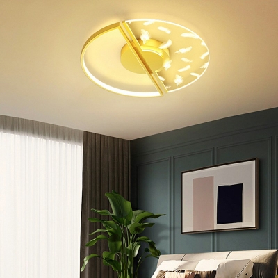 Acrylic Shade Contemporary Ceiling Light Black-Gold LED Light Flush-Mount Ceiling Light