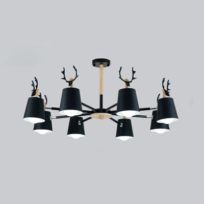 Black Chandelier Lighting Fixtures 8-Light Buckhorn Art Deco for Bedroom Pendant Lighting
