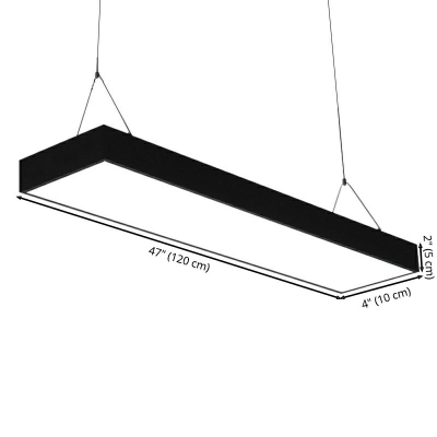 Black Rectangular Office Lighting Minimalist Ceiling Lamp Modern Simplistic Hanging Light Fixtures