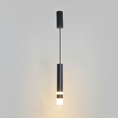 Blacks Acrylic Hanging Lamp Cylinder 1-Light Pendant Lamp in Contemporary Style