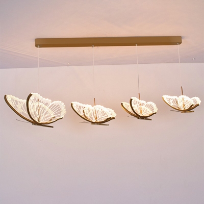 Butterfly Pendant Lighting Postmodern LED Ceiling Light in Brass for Dining Room