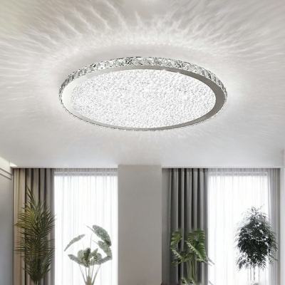 Circular Flush Mount Ceiling Fixture Dimmable Contracted Crystal Light for Living Room, 9
