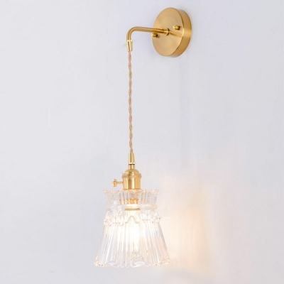 Cone Vintage Wall Light Lamp Sconce Clear Glass Wall Mounted Light in Gold