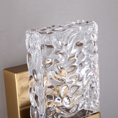 Contemporary Style Rectangular Gold Wall Mounted Lamp 1 Light Crystal Bedroon Sconce Light Fixture