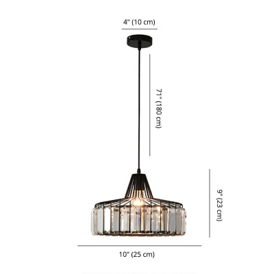 Crystal Luxury LED Pendant Light Modern Style Iron Cage Shaped Hanging Light for Living Room
