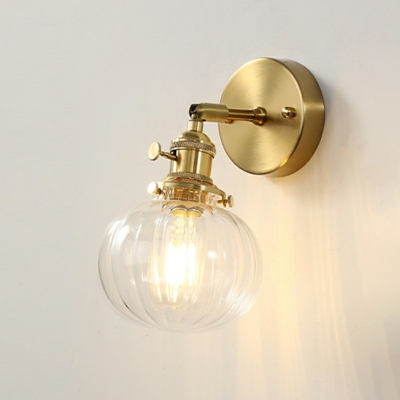 Industrial Style Globe Shade Wall Lamp Glass 1 Light Wall Light for Bedroom