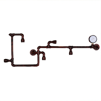 Industrial Style Pipe Wall Lamp Metal 5 Light Wall Light in Rust for Restaurant