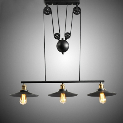 Industrial Vintage Style Wrought Iron Island Pendant Light 3-Light Black Dining Room Island Lighting