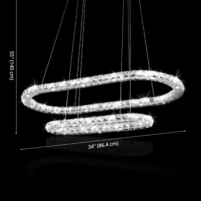 Island Light Fixture 2 Lights Dimmable Modern Crystal Shade Hanging Ceiling Light for Kitchen
