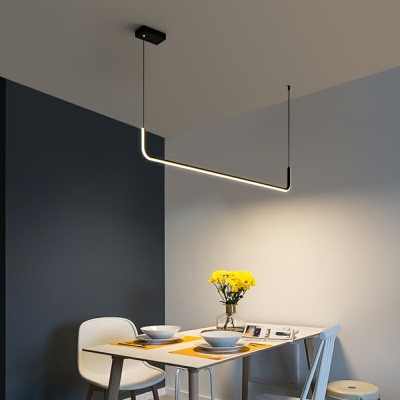 Minimalism Linear Acrylic LED Island Light 47.5 Inchs Height Pendant Light for Dining Room