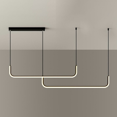 Minimalism Linear Acrylic LED Island Light 47.5 Inchs Height Pendant Light for Dining Room