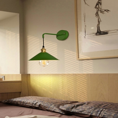 Minimalism Style Cone Shade Macaroon Wall Sconce Light Metal Single-Bulb Wall Mount Light for Bedroom