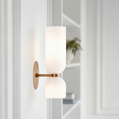 Minimalism Style Glass Shade Wall Sconce Lamp 2-Bulb with Pill Capsule Bedroom Wall Lamp