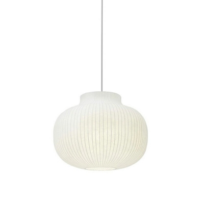 Minimalist Style Pendant Ceiling Lights 1-Light White Hanging Lamp with Lantern Shade