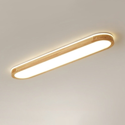 Minimalist Wooden Flush Light with Oval Acrylic Shade LED Ceiling Fixture for Living Room