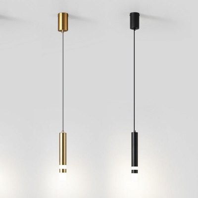 Modern and Simple Hanging Light Cylinder Metal Acrylic LED Pendant Light for Bedside