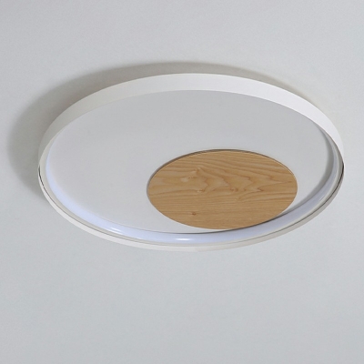 Modern Creative Flush Mount Fixture Dimmable Acrylic and Light Wood Shade Flush Light, 12