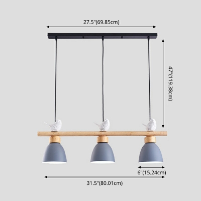 Modern Macaron Bell-Shaped Island Pendant Lighting 3-Bulb Metal Dining Room Island Light Fixtures