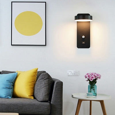 Modern Metal Wall Sconce Light LED Reading Wall Light Living Room Sconce Lamp in Black/White