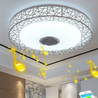 Modern Minimalism Round Flush Mount Ceiling Light Fixture Acrylic LED Black Flushmount Lighting in RGB