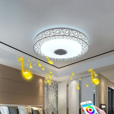 Modern Minimalism Round Flush Mount Ceiling Light Fixture Acrylic LED Black Flushmount Lighting in RGB