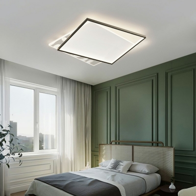 Modern Style Geometric LED Semi Flush Mount with Feather Metal Ceiling Light for Bedroom