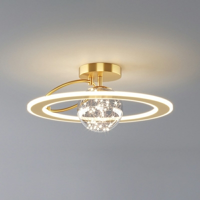 Modern Style Gypsophila Globe Shade Semi Flush Mount Light Glass 2 Light Ceiling Light for Cloakroom