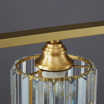 Modern Style Simple Cylinder Shade Island Pendant Crystal 5 Light Island Light for Restaurant