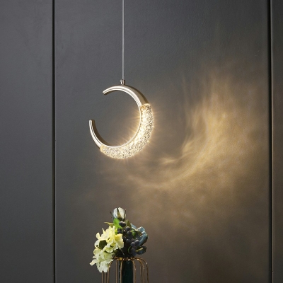 Moon Hanging Lamp Kit Gold One-Light Ceiling Light Integrated LED Lamp in Modern Style