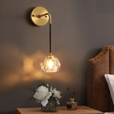 Post Modern Globe Gold Wall Sconce Light Crystal Hanging Wall Light for Interior Spaces