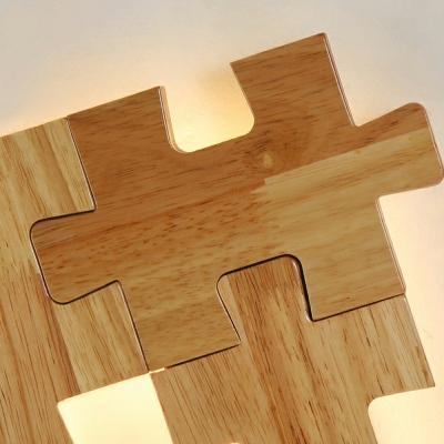 Puzzle Wall Mount Reading Light Modern Indoor Wall Sconce Light in Wood