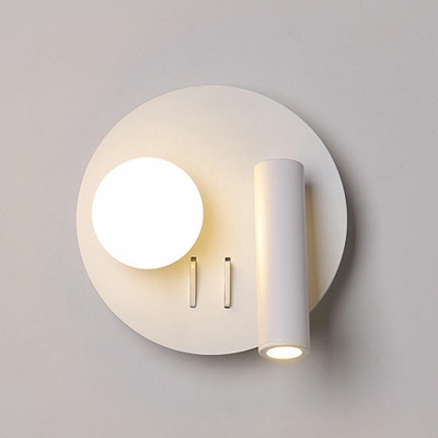Round Adjustable Wall Sconce Light Modern Metal and Glass Shade Wall Light for Bedroom