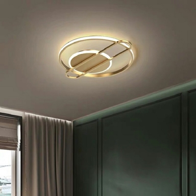 Round Flush Mount Light Fixtures Contemporary Metal and Acrylic Shade Bedroom Light, 2