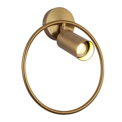 Single-Bulb Contemporary Simple Metal Ring Wall Sconce Lights Reading Room Bedside Wal Light with Spotlight