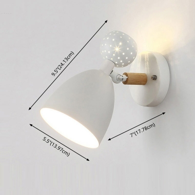 Single-Bulb Macaron Cone Shaped Sconce Light Simple Style Metal Wall Lamp for Girl Boy Bedroom