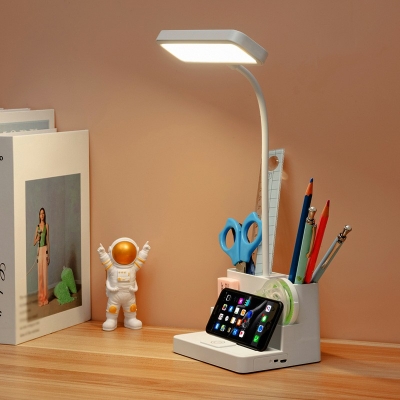 Single-Bulb Plastic LED Table Lamp Minimalist Style Table Light for Study Room Reading Room