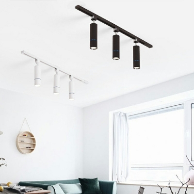 Tube Living Room Ceiling Track Lighting Metal Modernism Semi Flush Light Fixture in White Light