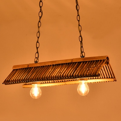 Two Light Rustic Pendant Island Chandelier Lights in Industrial Style,Brown