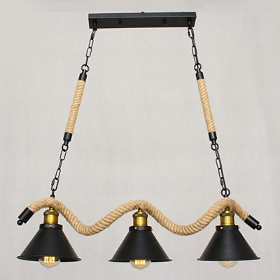 Vintage Style Rope Suspension Light 3/5 Lights Beige Island Light Fixture for Cafe Shop